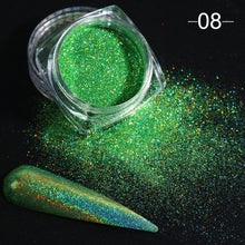 Load image into Gallery viewer, Holographic Powder on Nails Laser Silver Glitter Chrome Nail Powder DIP Shimmer Gel Polish Flakes for Manicure Pigment CH1028-4