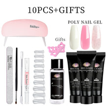 Load image into Gallery viewer, MEET ACROSS Poly UV Gel Set Nail Gel Kit 20/30ml Crystal Builder Clear Colors Gel with Lamp Gel Nail Polish For Nail Extensions
