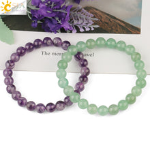 Load image into Gallery viewer, CSJA Natural Stone Elastic Bracelet Pink Quartz White Purple Crystal Green Aventurine Healing Beads Female Strand Bracelets G255