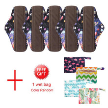 Load image into Gallery viewer, DropShipping Reusable Bamboo Charcoal Hygiene Menstrual Pads 5PCS with Waterproof Bag Washable Women Sanitary Pads for Women