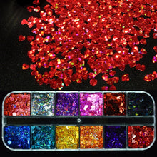 Load image into Gallery viewer, 12 Grid/Set Holographic Nail Glitter Sequins Sparkly 3D Thin Butterfly Flakes Polish Decor for Nail Art Accessories LA1558-1