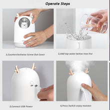 Load image into Gallery viewer, Home Appliances USB Humidifier 300ml Cute Pet Ultrasonic Cool Mist Aroma Air Oil Diffuser Romantic Color LED Lamp Humidificador
