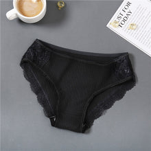 Load image into Gallery viewer, FINETOO Cotton Women's Panties Sexy Lace Underwear Solid Color Briefs For Women M-XL Sexy Underpants Comfortable Female Lingerie