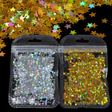 Load image into Gallery viewer, Holographic Butterfly Heart Nail Art Glitter Micro Laser Star Flakes 3D Silver Gold Sequins Polish Manicure Nail Decoration