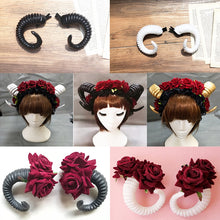 Load image into Gallery viewer, Handmade Sheep horn Headband Hairband Accessory Demon Evil Gothic Lolita Cosplay Halloween Headwear Prop