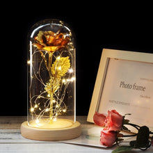 Load image into Gallery viewer, 6 Colour Beauty And The Beast Red Rose In A Glass Dome On A Wooden Base For Valentine's Gifts LED Rose Lamps Christmas