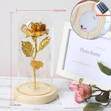 Load image into Gallery viewer, 6 Colour Beauty And The Beast Red Rose In A Glass Dome On A Wooden Base For Valentine's Gifts LED Rose Lamps Christmas