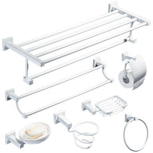 Load image into Gallery viewer, Bathroom Accessories Set,Paper Holder,Towel Bar,towel rack,Towel Hanger,Towel Rail White Brass Square bathroom Hardware set