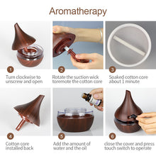 Load image into Gallery viewer, KBAYBO 300ml USB Electric Aroma air diffuser wood grain Ultrasonic air humidifier cool mist maker with 7 colors lights for home