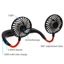 Load image into Gallery viewer, Portable 1200 2000 mAre USB Mini Fan Neck Fan Rechargeable Small Portable Sports Fan light Usb Desk Hand Air Conditioner cooler