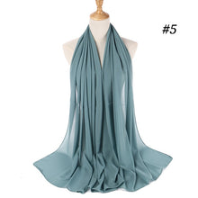 Load image into Gallery viewer, women plain bubble chiffon scarf hijab wrap printe solid color shawls headband muslim hijabs scarves/scarf 60 colors