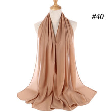 Load image into Gallery viewer, women plain bubble chiffon scarf hijab wrap printe solid color shawls headband muslim hijabs scarves/scarf 60 colors