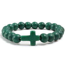 Load image into Gallery viewer, Charm Natural Stone Bracelet Cross Black Lava Matte Beaded Bracelets Handmade Men Women Prayer Fitness Chain Couple Jewelry Gift