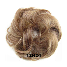 Load image into Gallery viewer, Delice Women's Wrap On Messy Bun Curly Scrunchie Chignon With Rubber Band Brown Black Synthetic Hair Ring