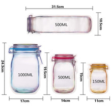 Load image into Gallery viewer, Reusable Mason Jar Bottles Bags Nuts Candy Cookies Bag Seal Fresh Food Storage Bag Snacks Zipper Sealed Kitchen Organizer