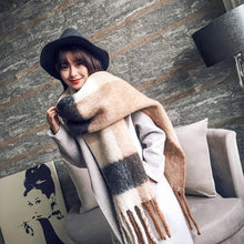 Load image into Gallery viewer, Mingjiebihuo Korean new fashion long scarf shawl female autumn and winter new color mixed wild warm thick fringed scarf