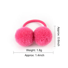 Load image into Gallery viewer, 14pcs/lot 1.4" Small Solid Double Fur Ball With Elastic Rope Handmade Hair Band For Kids Girls Hair Accessories