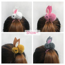 Load image into Gallery viewer, Cute animal hair ball rabbit hair ring female rubber band elastic hair bands Korean headwear children hair Accessories ornaments