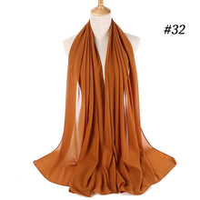 Load image into Gallery viewer, women plain bubble chiffon scarf hijab wrap printe solid color shawls headband muslim hijabs scarves/scarf 60 colors