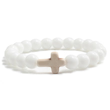 Load image into Gallery viewer, Charm Natural Stone Bracelet Cross Black Lava Matte Beaded Bracelets Handmade Men Women Prayer Fitness Chain Couple Jewelry Gift