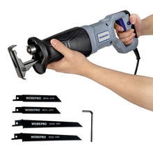 Load image into Gallery viewer, WORKPRO Electric Saw Reciprocating Saw for Wood Metal Cutting DIY Power Saws with Saw Blades