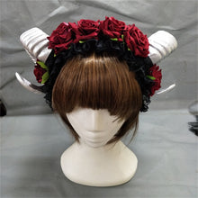 Load image into Gallery viewer, Handmade Sheep horn Headband Hairband Accessory Demon Evil Gothic Lolita Cosplay Halloween Headwear Prop