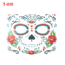Load image into Gallery viewer, Facial makeup Sticker Special Waterproof Face tattoo Day of The Dead Skull Face dress up Halloween Temporary Tattoo Stickers