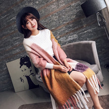 Load image into Gallery viewer, Mingjiebihuo Korean new fashion long scarf shawl female autumn and winter new color mixed wild warm thick fringed scarf