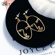 Load image into Gallery viewer, BICUX New Fashion Round Dangle Drop Korean Earrings For Women Geometric Round Heart Gold Earring Wedding Jewelry