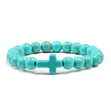 Load image into Gallery viewer, Charm Natural Stone Bracelet Cross Black Lava Matte Beaded Bracelets Handmade Men Women Prayer Fitness Chain Couple Jewelry Gift
