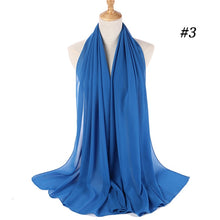 Load image into Gallery viewer, women plain bubble chiffon scarf hijab wrap printe solid color shawls headband muslim hijabs scarves/scarf 60 colors