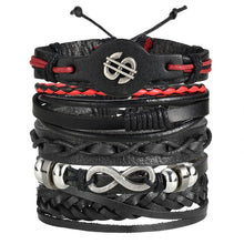 Load image into Gallery viewer, IF ME Vintage Leaf Feather Multilayer Leather Bracelet Men Fashion Braided Handmade Star Rope Wrap Bracelets & Bangles Male Gift