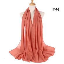 Load image into Gallery viewer, women plain bubble chiffon scarf hijab wrap printe solid color shawls headband muslim hijabs scarves/scarf 60 colors