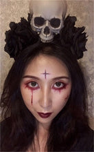 Load image into Gallery viewer, Handmade Black Witch Skull Rose Headband Hairband Accessory Demon Evil Gothic Lolita Cosplay Halloween Headwear Prop
