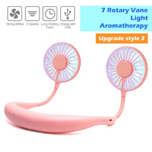 Load image into Gallery viewer, Portable 1200 2000 mAre USB Mini Fan Neck Fan Rechargeable Small Portable Sports Fan light Usb Desk Hand Air Conditioner cooler