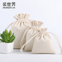 Load image into Gallery viewer, Wholesale Price Natural Resuable Jute Linen Drawstring Pouch Packaging Gift Bag Logo Printed Jewelry Christmas Bag