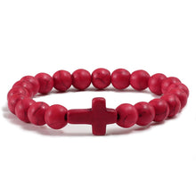 Load image into Gallery viewer, Charm Natural Stone Bracelet Cross Black Lava Matte Beaded Bracelets Handmade Men Women Prayer Fitness Chain Couple Jewelry Gift
