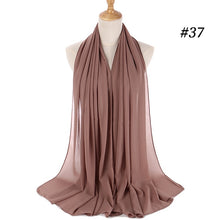Load image into Gallery viewer, women plain bubble chiffon scarf hijab wrap printe solid color shawls headband muslim hijabs scarves/scarf 60 colors