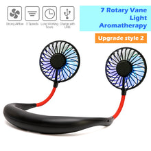 Load image into Gallery viewer, Portable 1200 2000 mAre USB Mini Fan Neck Fan Rechargeable Small Portable Sports Fan light Usb Desk Hand Air Conditioner cooler