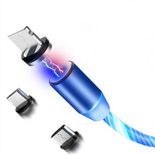 Load image into Gallery viewer, 1m Magnetic charging Mobile Phone Cable USB Type C Flow Luminous Lighting Data Wire for Samsung Huawei LED Micro Kable