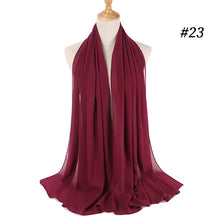 Load image into Gallery viewer, women plain bubble chiffon scarf hijab wrap printe solid color shawls headband muslim hijabs scarves/scarf 60 colors