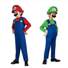 Load image into Gallery viewer, Cosplay Adults and Kids Super Mario Bros Cosplay Dance Costume Set Children Halloween Party MARIO & LUIGI Costume for Kids Gifts