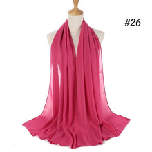 Load image into Gallery viewer, women plain bubble chiffon scarf hijab wrap printe solid color shawls headband muslim hijabs scarves/scarf 60 colors
