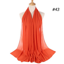 Load image into Gallery viewer, women plain bubble chiffon scarf hijab wrap printe solid color shawls headband muslim hijabs scarves/scarf 60 colors