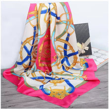 Load image into Gallery viewer, Silk Scarf Women Print hair neck Square Scarves Office Ladies Shawl Bandanna 90*90cm Muslim Hijab Handkerchief muffler foulard