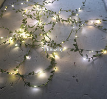 Load image into Gallery viewer, Tiny leaves garland fairy light led copper wire Battery string lights for Wedding forest Table Christmas home party Decoration