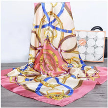 Load image into Gallery viewer, Silk Scarf Women Print hair neck Square Scarves Office Ladies Shawl Bandanna 90*90cm Muslim Hijab Handkerchief muffler foulard