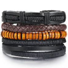 Load image into Gallery viewer, IF ME Vintage Leaf Feather Multilayer Leather Bracelet Men Fashion Braided Handmade Star Rope Wrap Bracelets & Bangles Male Gift