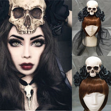 Load image into Gallery viewer, Handmade Black Witch Skull Rose Headband Hairband Accessory Demon Evil Gothic Lolita Cosplay Halloween Headwear Prop