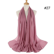 Load image into Gallery viewer, women plain bubble chiffon scarf hijab wrap printe solid color shawls headband muslim hijabs scarves/scarf 60 colors